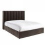 Chocolate Brown Velvet Double Ottoman Bed With Winged Headboard - Maddox