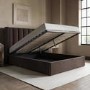 Chocolate Brown Velvet King Size Ottoman Bed With Winged Headboard - Maddox