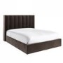 Chocolate Brown Velvet King Size Ottoman Bed With Winged Headboard - Maddox
