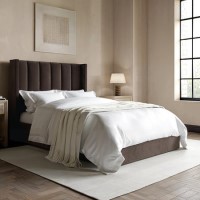 Chocolate Brown Velvet Small Double Ottoman Bed With Winged Headboard - Maddox