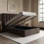 Chocolate Brown Velvet Small Double Ottoman Bed With Winged Headboard - Maddox