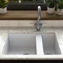 1.5 Bowl Undermount White Granite Composite Kitchen Sink Reversible - Enza Madison