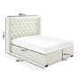Off-White Fabric Double Ottoman Bed with Winged Headboard - Maeva