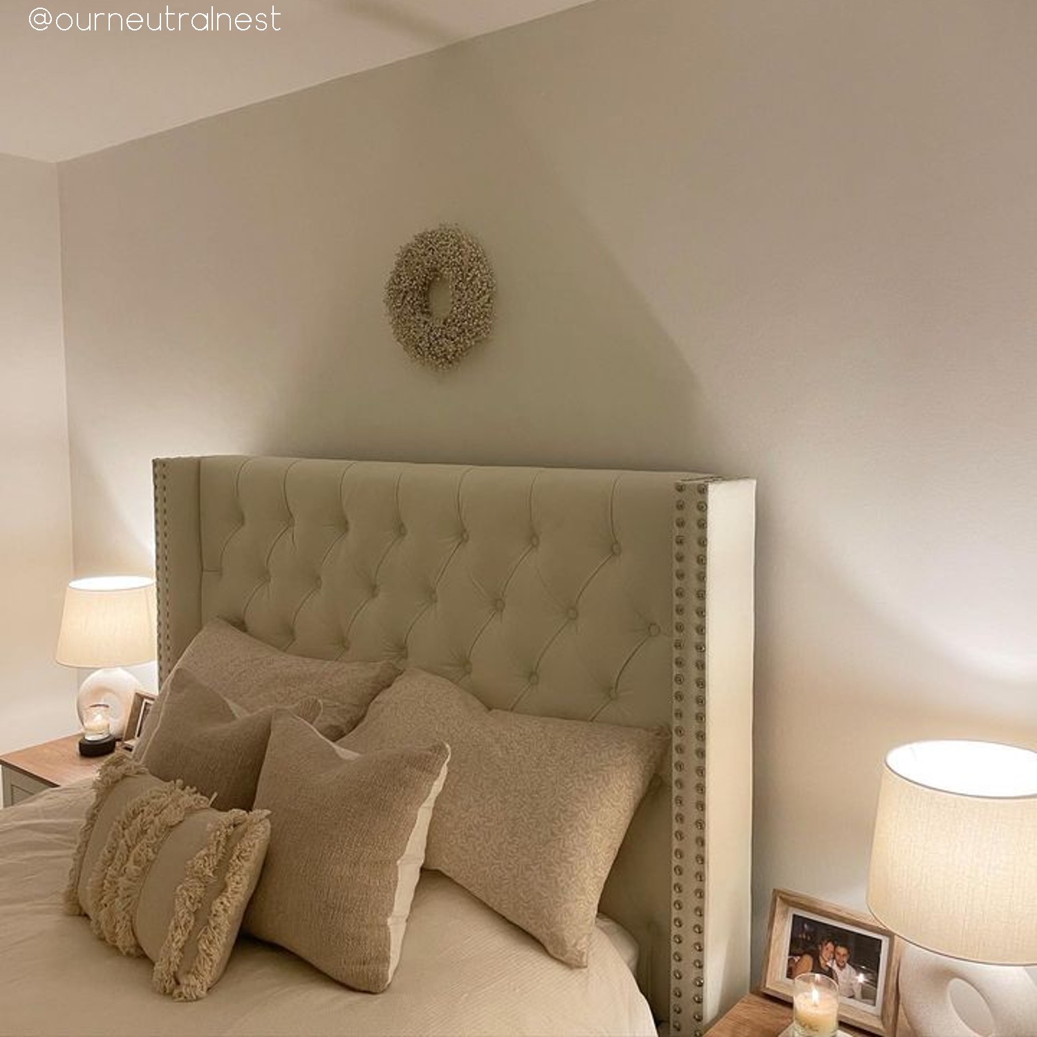 OffWhite Fabric King Size Ottoman Bed with Winged Headboard Maeva BuyItDirect.ie