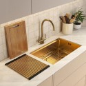 MAE685BB Brushed Brass Undermount Kitchen Workstation Sink Unit & Accessories - Mae