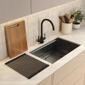 MAE685BLK Black Undermount Kitchen Workstation Sink Unit & Accessories - Mae