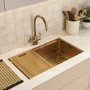 Brushed Brass Large Undermount Kitchen Workstation Sink Unit & Accessories - Mae