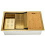 Brushed Brass Large Undermount Kitchen Workstation Sink Unit & Accessories - Mae