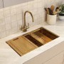 Brushed Brass Large Undermount Kitchen Workstation Sink Unit & Accessories - Mae