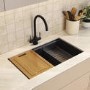 Black Large Undermount Kitchen Workstation Sink Unit & Accessories - Mae