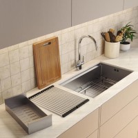 Chrome Large Undermount Kitchen Workstation Sink Unit & Accessories - Mae