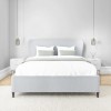 Light Grey Velvet King Size Ottoman Bed with Legs - Margot