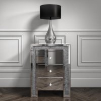 Mariah Crushed Diamond Mirrored Bedside Table in Silver