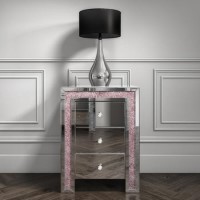 Mariah Crush Diamond Mirrored Bedside Table in Pink