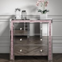 Mariah Crush Diamond Mirror Chest of Drawers in Pink
