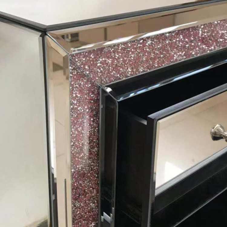 Mariah Crush Diamond Mirror Chest of Drawers in Pink