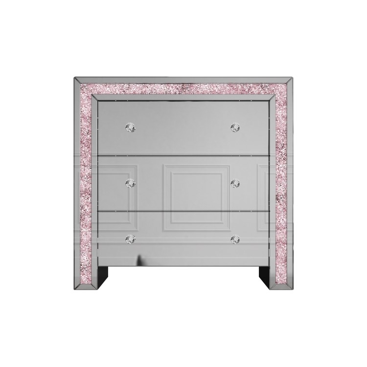 Mariah Crush Diamond Mirror Chest of Drawers in Pink