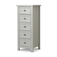 Tallboy Grey Painted Chest of 5 Drawers - Maine - Julian Bowen Tallboy Grey Painted Chest of 5 Drawers - Maine - Julian Bowen