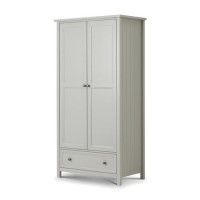 Grey Painted 2 Door Double Wardrobe with Drawer - Maine - Julian Bowen Grey Painted 2 Door Double Wardrobe with Drawer - Maine - Julian Bowen