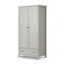 Grey Painted 2 Door Double Wardrobe with Drawer - Maine - Julian Bowen