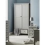Grey Painted 2 Door Double Wardrobe with Drawer - Maine - Julian Bowen
