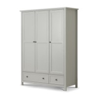 Grey Painted 3 Door Triple Wardrobe with Drawers - Maine - Julian Bowen