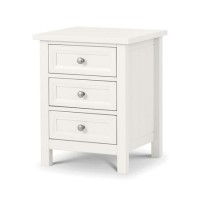 White Painted 3 Drawer Bedside Table - Maine - Julian Bowen White Painted 3 Drawer Bedside Table - Maine - Julian Bowen