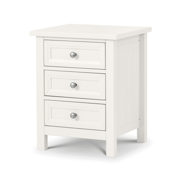 White Painted 3 Drawer Bedside Table - Maine - Julian Bowen
