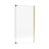 GRADE A1 - Brushed Brass Hinged L Shape Shower Bath Screen 1450 x 955mm - Maia