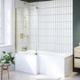 GRADE A1 - Brushed Brass Hinged L Shape Shower Bath Screen 1450 x 955mm - Maia