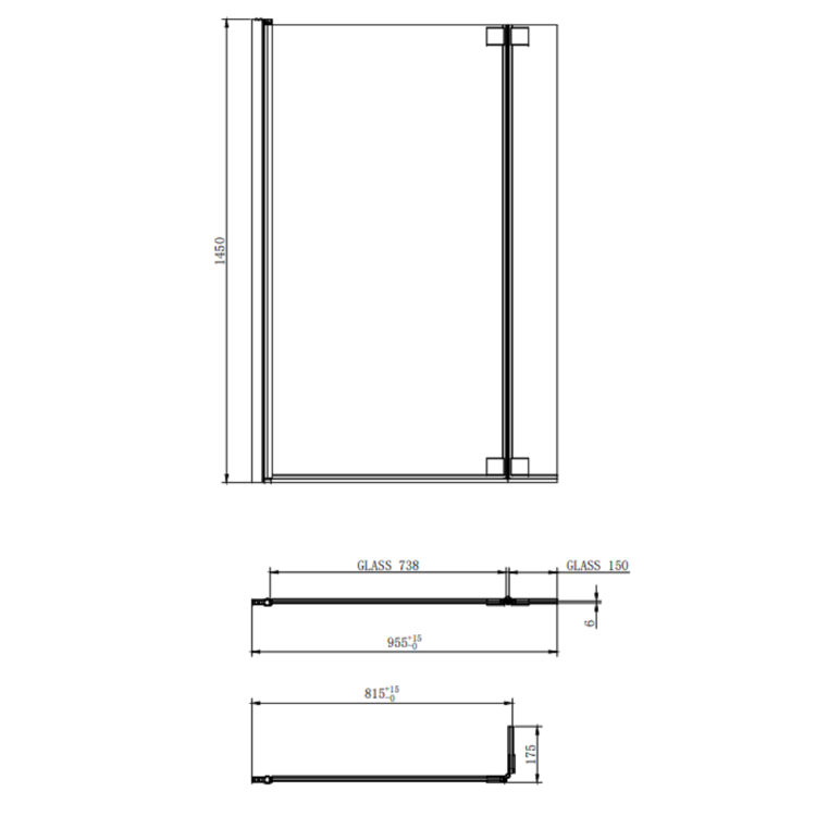 GRADE A1 - Brushed Brass Hinged L Shape Shower Bath Screen 1450 x 955mm - Maia