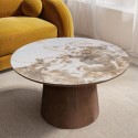 MAL002 Large Walnut and Neutral Marble Effect Round Coffee Table - Malia