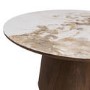 Neutral Ceramic Round Walnut Coffee Table and Sofa Table - Malia