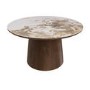 Neutral Ceramic Round Walnut Coffee Table and Sofa Table - Malia