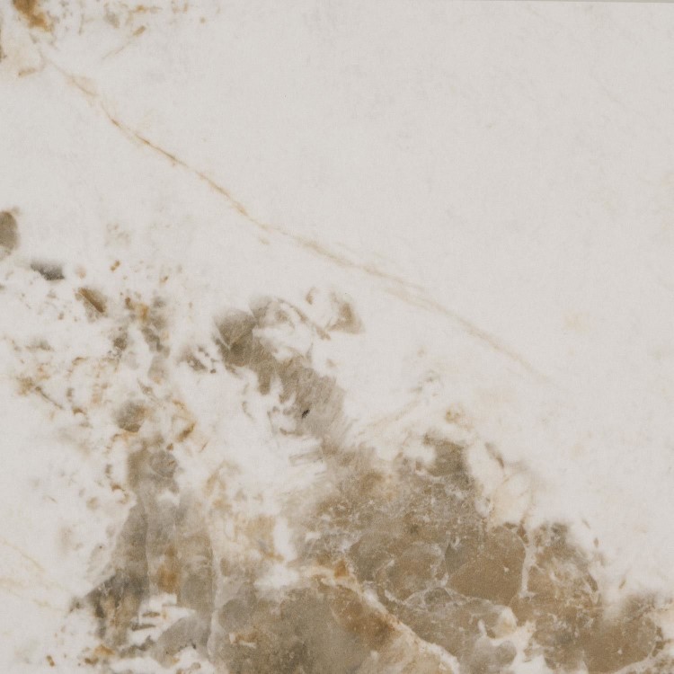 Large Walnut and Neutral Marble Effect Round Coffee Table - Malia