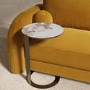 Round Side Table with Marble Effect and Bronze Base - Malia