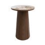 Round Walnut and Neutral Marble Effect Side Table - Malia