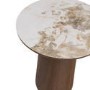 Round Walnut and Neutral Marble Effect Side Table - Malia