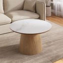 MAL006 Large Oak and White Marble Effect Round Coffee Table - Malia