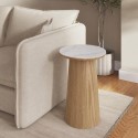 MAL007 Round Oak and Marble Effect Side Table - Malia