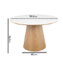 Round Oak and Marble Effect Dining Table Set with 4 Cream Upholstered Chairs - Seats 4 - Malia