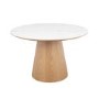 Round Oak and Marble Effect Dining Table Set with 4 Cream Upholstered Chairs - Seats 4 - Malia