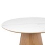 Round Oak and Marble Effect Dining Table Set with 4 Cream Upholstered Chairs - Seats 4 - Malia