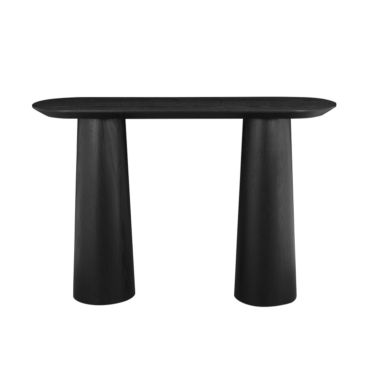 Black Wooden Console Table with Flared Legs - Malia