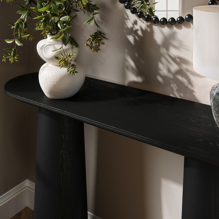 Black Wooden Console Table with Flared Legs - Malia