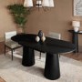 Large Black Wooden Extendable Dining Table - Seats 4 - 6 - Malia
