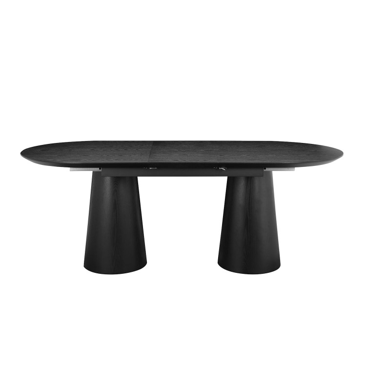 Large Black Wooden Extendable Dining Table - Seats 4 - 6 - Malia