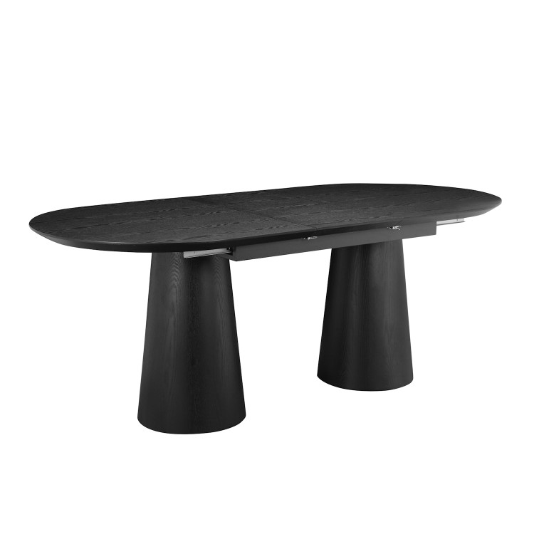 Large Black Wooden Extendable Dining Table - Seats 4 - 6 - Malia