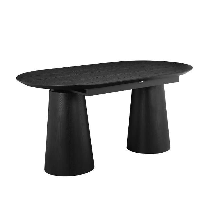 Large Black Wooden Extendable Dining Table - Seats 4 - 6 - Malia