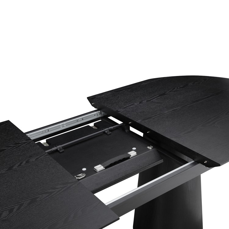 Large Black Wooden Extendable Dining Table - Seats 4 - 6 - Malia